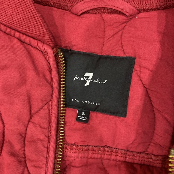 7 for All Mankind Quilt coat small red - Picture 6 of 7